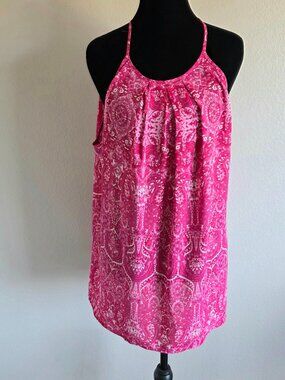 Violet + Claire Pink Paisley Sleeveless Blouse XL Flowy Boho Fun Casual Dressy